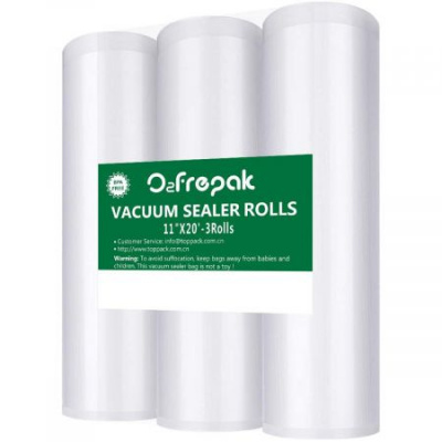 Premium 3Rolls (600cm) 11"x20' Food Saver Vacuum Sealer Freezer Bags Rolls for Food saver, Seal a Meal Vacuum Sealer Fits Inside Storage Area Sous Vide Vaccume, Cut to Size Roll