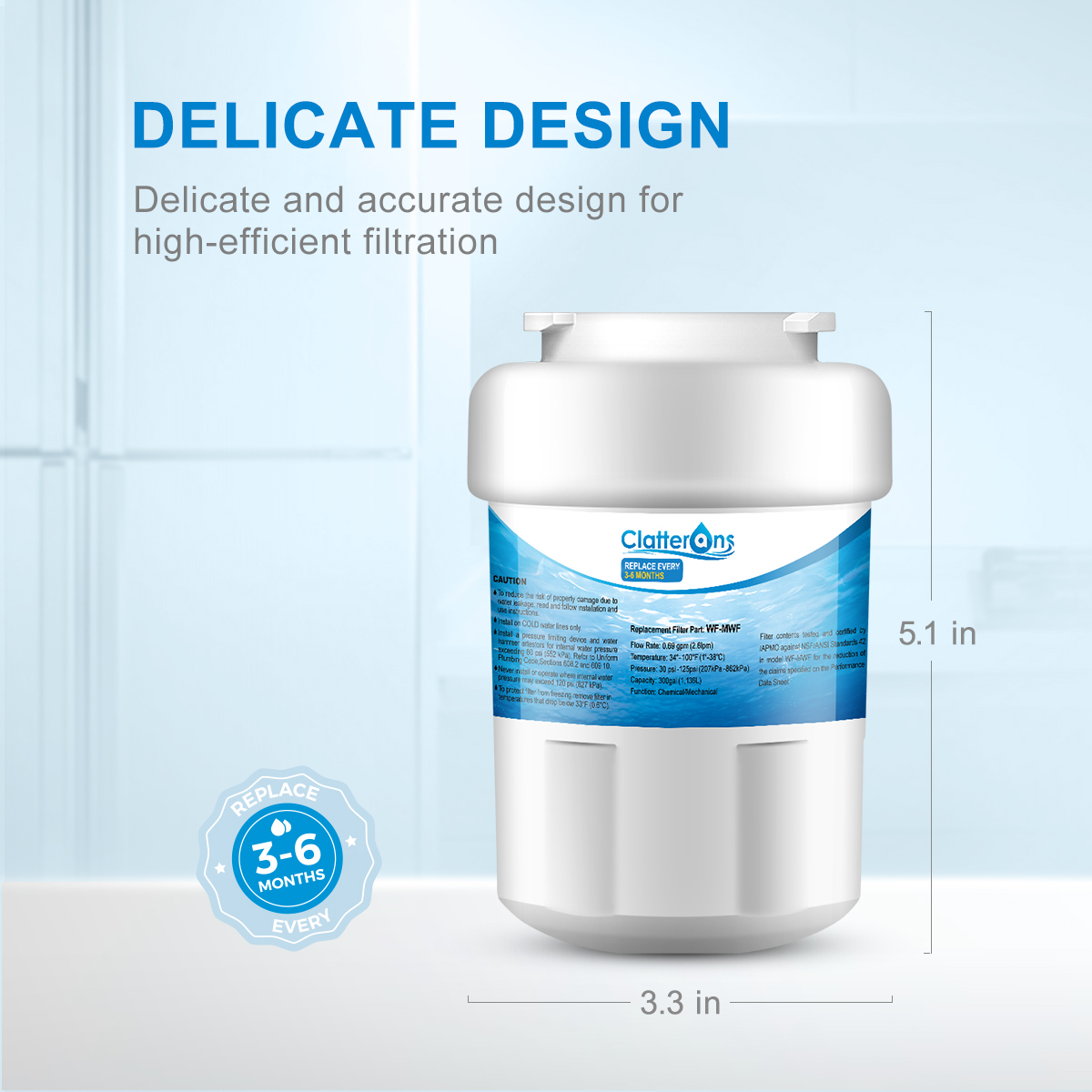 GE MWF Water Filter for GE Smartwater, Kenmore 9991 Water Filter