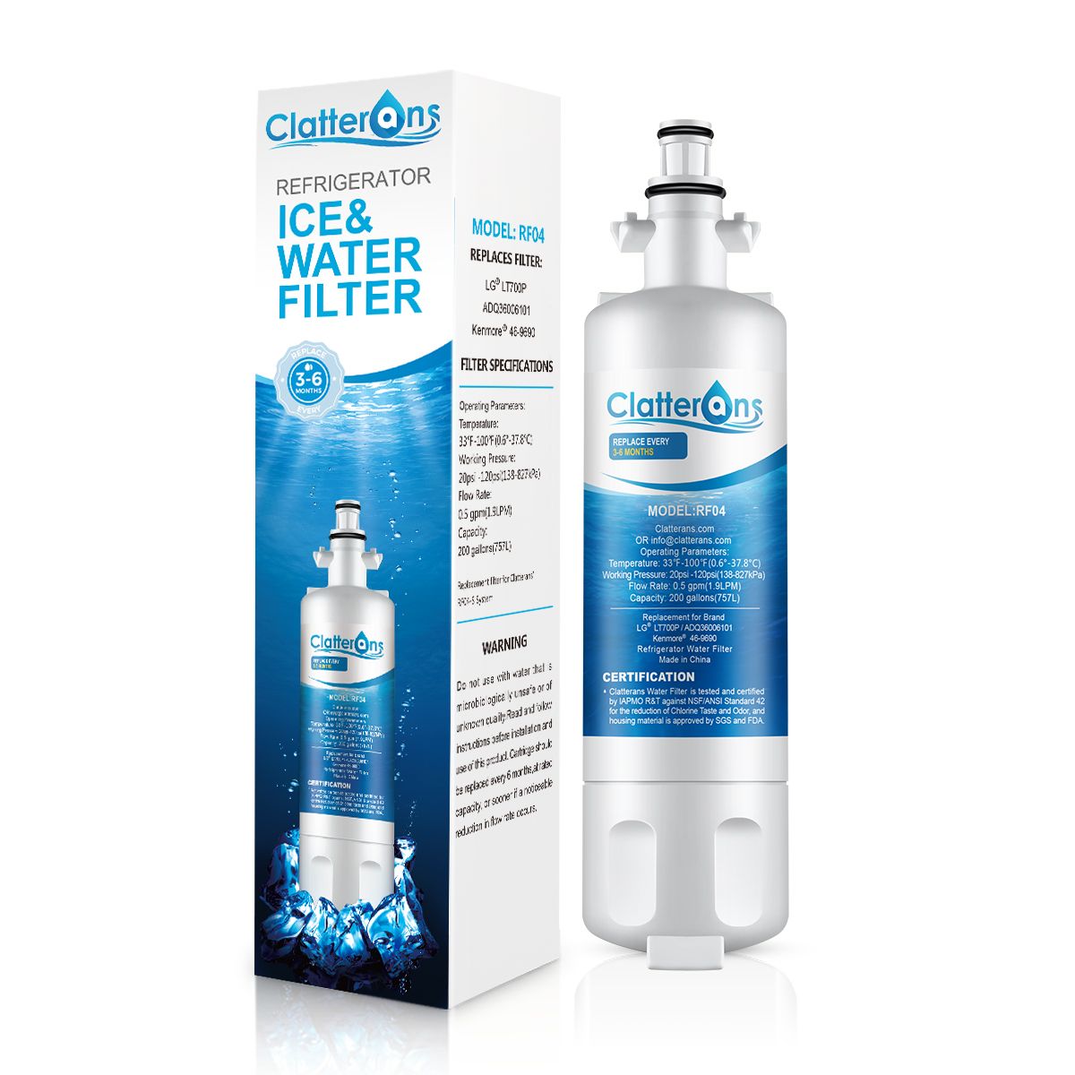 LT700P LG ADQ36006101 Refrigerator Water Filter & Kenmore 469690 Water Filter, 3Pack