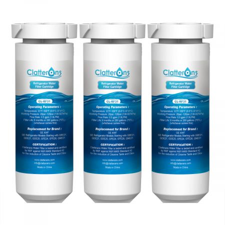 WR17X30702, Pack of 3 XWF REFRIGERATOR WATER FILTER REPLACEMENT For GE XWF 