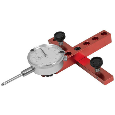 Basic kit with dial indicator for aligning and calibrating shop machinery such as table saws, band saws and drill presses