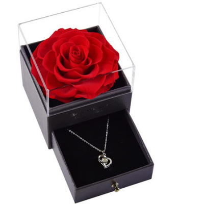 Heart Eternal Flower Necklace Gift box, Romantic Gift for Valentine's Day (Not Included the NecKlace)