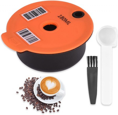 Refillable Coffee Capsules Pods, Reusable Coffee FilterMachine with Coffee Spoon, Brush (180ML)