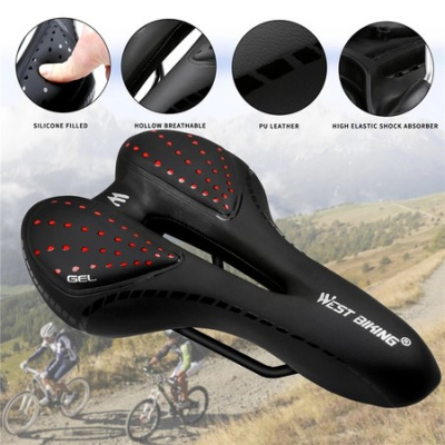 Bicycle Saddle Sponge Pad PU Leather Surface Silica Full Gel Comfortable Cycling Seat Shockproof
