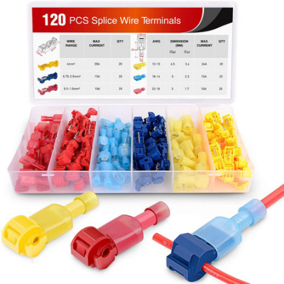 120 Pieces/60 Pairs Quick Splice Wire Terminals with Fully Nylon Insulated Male Quick Disconnect Kit