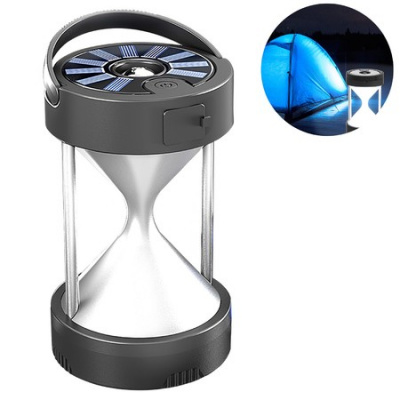 LED Hourglass Camping Lights Type-C Charging Outdoor Tent Hourglass Lamp Solar Emergency Hourglass Lamp with Life Waterproof Magnet Adsorption for Outdoor