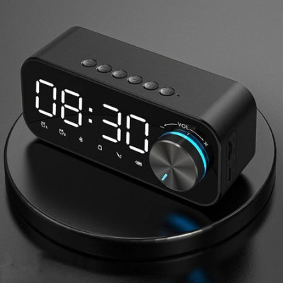 Bluetooth 5.0 Speaker Alarm Clock Night Light Multiple Play Modes LED Display 360 Surround Stereo Sound
