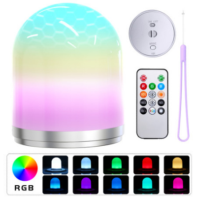 RGB 7 Colors Changing Night Light Remote Control Atmosphere Table Lamp Touch Bedside Lamp Decoration Dimmable for Kids Bedroom
