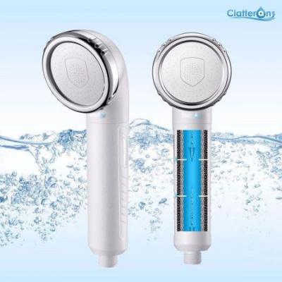 Clatterans FDA Approved Shower Head Filter SF750 Remove 99% chlorine and water impurifies (Shower Head without Hose)