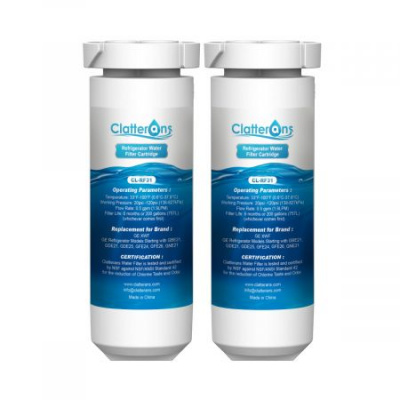 Clatterans Replacement  Refrigerator Water Filter  for GE XWF (WR17X30702), Applicable to models starting with GDE25, GFE26, GNE25, GNE27, GYE18, Pack of 2