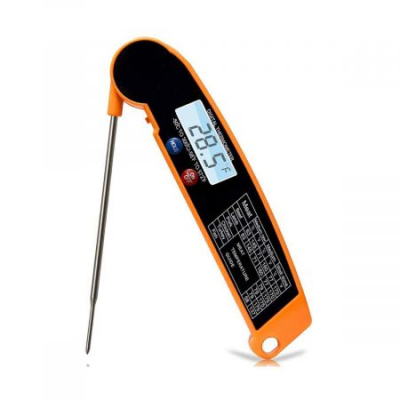 Pro Meat Thermometer with Backlight & Calibration. Best Waterproof, Oversized Screen Digital Instant Read Candy Thermometer for Kitchen, Outdoor Grilling and BBQ, Hidden Super Long Food Probe.