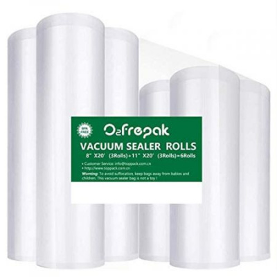 Premium 6 Rolls 8"x20'(3Rolls) and 11"x20' (3Rolls) Food Saver Vacuum Sealer Freezer Bags Rolls for Food saver, Seal a Meal Vacuum Sealer Fits Inside Storage Area Sous Vide Vaccume, Cut to Size Roll