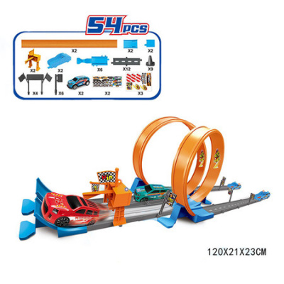 Track Catapult Rail Car Toys For Kids Stunt Speed Double Car Track Diy Assembled Rail Kits Alloy Car Metal Racing Children Toy