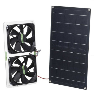Solar Powered Ventilator 100W 2x12V Fans for RVs, Greenhouses, Pet Houses, Chicken House