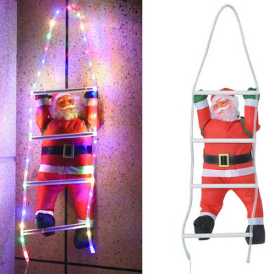 Climbing Ladder Santa Claus with USB powered Light Christmas Decor.60cm