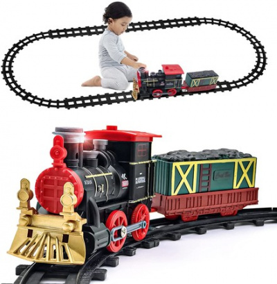 Freight Car Smoke, Lights and Sound, Railway Train Kit Toys Gift for Children