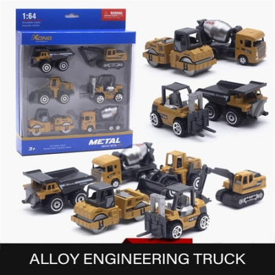 1:64 Kids Diecast Engineering Toy Vehicle Alloy Car Model Excavator Bulldozer Forklift Dump Truck Mixer 6pcs Mini Truck Toys