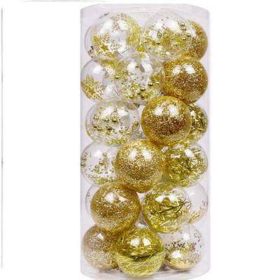 24 x 6cm Balls Decoration Party Ornaments Christmas Tree Balls Col Gold