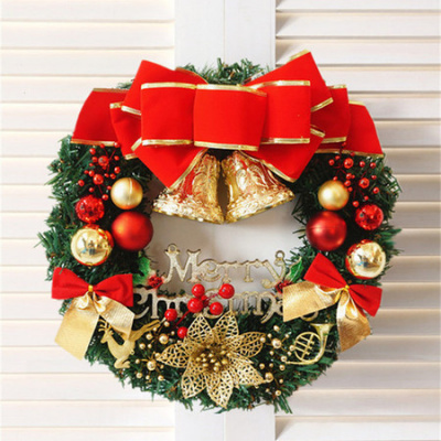 40cm Christmas Wreath Merry Christmas Front Door Ornament Wall Artificial Pine Garland