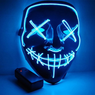 LED LIGHT Scary Halloween Mask Festival Cosplay Costume Masquerade Col.blue
