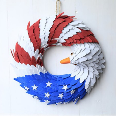 Round Decorative Wreath Eagle Wreath Door Ornament for American Independence Day