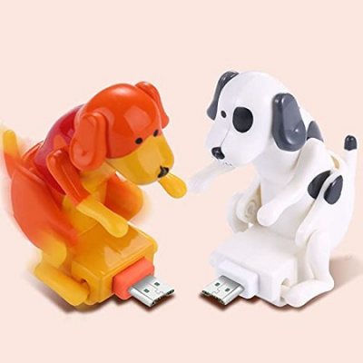 Stray Dog Charging Cable, Suitable USB Pet Kids Toy Gift, USB Charging Cable for Various Models of Mobile Phones  Portable (Type-C and Lightning, Orange+White)