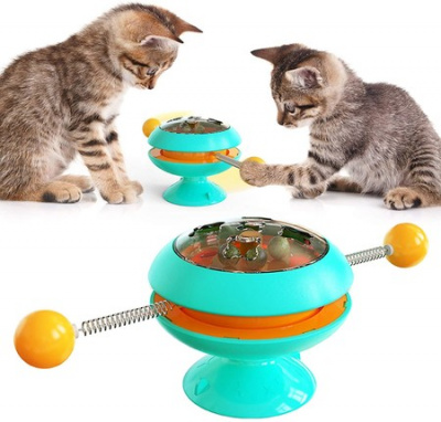 Windmill Cat Toy Balls, Interactive Cat Catnip Toy with Strong Suction Cup with Catnip