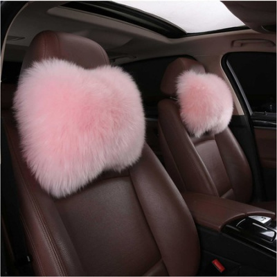 1 piece Col.Pink sheepskin wool Car Seat Neck Rest Pillow