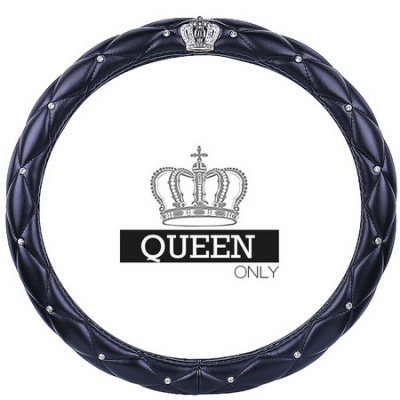 Car Steering Wheel Cover with Honorable Crown Luxurious Bling Diamond Leather Universal fit 15"/38cm
