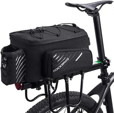 Bicycle Carrier Bag Transport Bag Luggage Bag Waterproof Black Foldable Side Pockets 9-12 L with Rain Cover