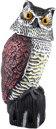 Plastic Owl Scarecrow Sculpture with Rotating Head for Garden Yard Outdoor