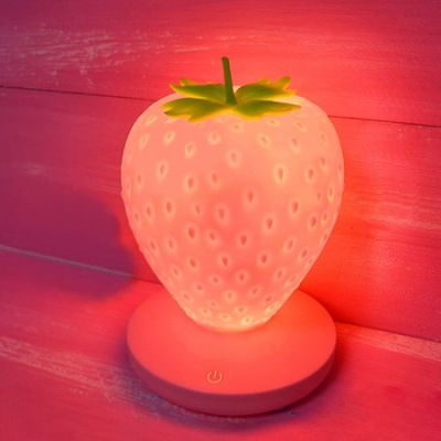 Silicone Strawberry Lamp, LED Cute Night Light, Bedside Color Changing Lamp, 3 Modes Touch For Gift