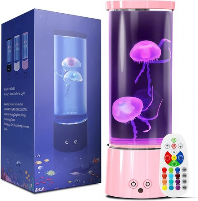 Electric Jellyfish Tank Table Lamp With 17 Color Changing Effect, RC LED Jellyfish Night Light For Home Office Decor Gift
