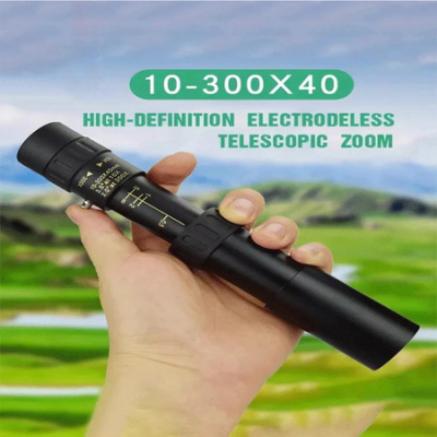 Professional HD 10-300x40 Monocular Telescope, Powerful Portable Zoom, High Quality BAK4-Prism, Waterproof For Camping