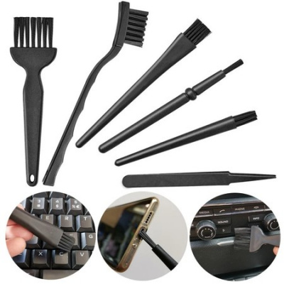 Household Items Black Plastic Small Handle Portable Nylon Antistatic Brushes Cleaning Keyboard Brush Set Household Cleaning Tools